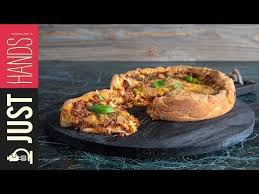 Chicago Pizza From Greek Chef Akis Petretzikis A Chicago Style Deep Dish Homemade Pizza Dough Topped With Tomato S Chicago Pizza Food Chicago Deep Dish Pizza