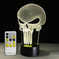 the punisher mask led 3d light home decor night lamp for children kids party atmosphere luminaris remote control nightl lamp 3d led night light halloween lamps