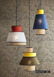 Singapour Suspensions Lin Et Cannage Naturel Luminaire Bleu Lumieres Suspendus Luminaire