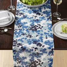 Free Shipping Shop Water Petals Linen Blue Floral Table Runner 90 Textured Gauze Linen Table Runner Plays Table Runners Crate And Barrel Linen Table Runner
