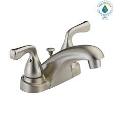 This post deals with repairing a delta bath sink. Delta Foundations 4 In Centerset 2 Handle Bathroom Faucet In Brushed Nickel B2511lf Ssppu Eco The Home Depot