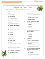 Displaying 22 questions associated with risk. Printable Day Of The Dead Quiz Teaching Dia De Los Muertos Grades 4 12 Teachervision