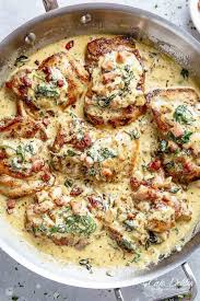 Creamy Dijon Chicken Thighs With Bacon Spinach Chicken Thights Recipes Easy Chicken Recipes Chicken Dinner Recipes