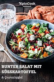 Bunter Salat Mit Susskartoffel Granatapfel Rezept In 2020 Salat Rezepte Vegetarisch Salat Mit Bunter Salat