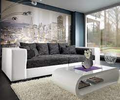 Schlafsofa sofa couch ecksofa eckcouch schwarz weiss. Xxl Sofa Marlen Schwarz Weiss 300x140 Cm Bigsofa Ebay