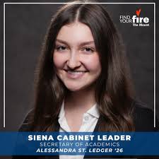 Alessandra St. Ledger '26, Secretary of Academics, leads with focus and  integrity, helping to shape a stronger academic experience for her peers.  As a Cabinet member, she ensures student perspectives are included