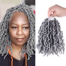 Salt and pepper goddess locs. Amazon Com 3 Packs Short Grey Curly Spring Pre Twisted Braids Synthetic Crochet Hair Extensions 10 Inch 15 Strands Pack Ombre Crochet Twist Braids Fiber Fluffy Curly Twist Braiding Hair Bulk 10 Pre Twisted Pack
