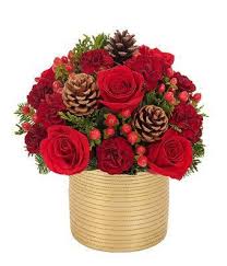Crimson Christmas Bouquet Flowersnhoney Fresh Flowers And The Best Honey Christmas Bouquet Christmas Flowers Christmas Flower Arrangements