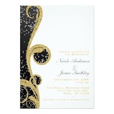 White Silver Gold Black Elegant Swirl Wedding Invitation Zazzle Com Wedding Cards Gold Wedding Gift Bridal Gifts