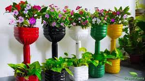 Colorful Flower Pots Making With Recycle Plastic Bottles Small Flower Colorful Flower Pot Plastic Plant Pots Small Flower Gardens