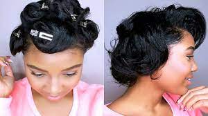 I recently took over 6 off my hair due to me trying to get rid of the red in my hair. How To Style Short Relaxed Hair Pin Curls Tutorial Heatless Curls Youtube