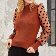 Model D20k 13029 34 90 Tl Kollari Tul Bluz Beden S M L Kumas Triko Renk Kiremit Siyah Clothes For Women Fashion Dresses With Sleeves
