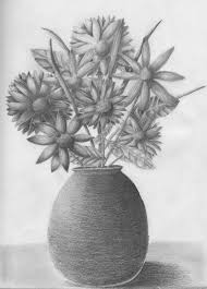 It is then shifted similarly to each flower, leaf, or twig, as desired, made for: Pencil Sk H Still Life Drawing Flower Vase Novocom Top
