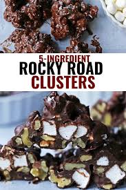 My christmas fudge recipe might not be the most sophisticated of treats but it's festive, fun and most importantly…delicious! Rocky Road Candy Clusters Easy No Bake 5 Ingredients Rocky Road Clusters Made With Chocolate Buttersco Walnut Recipes Rocky Road Dessert Dessert Recipes Easy