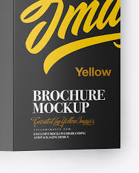 Download Broshure With Pen Mockup In Stationery Mockups On Yellow Images Object Mockups PSD Mockup Templates