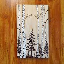 Woodburning Pyrography Forest Scene Birch Aspen By Madebydeby Wood Burn Designs Wood Burning Art Wood Burning Crafts