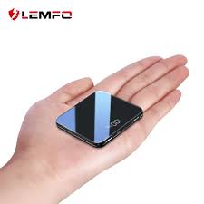 Lemfo Mini Power Bank 10000mah Thin Mirror Screen 2 1a Fast Charging 3 In 1built In Line Wireless Charger Powerbank 10 Powerbank Fast Charging Wireless Charger