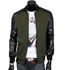 Men S Bomber Jacket With Pu Leather Sleeve Well Dressed Men Latest Mens Fashion Bomber Jacket Men
