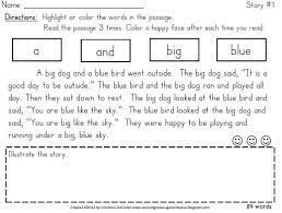 Kindergarten Reading Sight Word Fluency Fluency Passages Reading Intervention