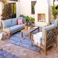 Eucalyptus Outside Patio Furniture Set Blue Jerome S In 2020 Backyard Furniture Patio Furniture Sets Teak Patio Furniture
