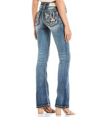 Miss Me Embellished Fleur De Lis Crown Pocket Bootcut Jeans