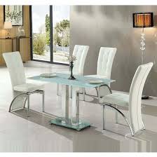 Jet Small Dining Table Rectangular In White Glass With 4 Ravenna White Dining Chairs This Dining Set White Glass Dining Table White Dining Chairs Dining Table