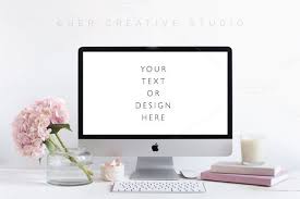 Styled Desktop Mockup Pink White Styled Stock Photography Desktops Styled Desktop White Desk Accessories