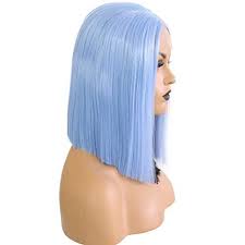 Bob Wig Blue Wig Short Straight Synthetic Lace Front Wig Pastel Blue W Beautiful Diary 1990
