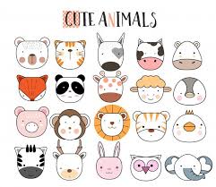 Conjunto De Icones De Animais Dos Desenhos Animados Animal Icon Animal Doodles Drawing For Kids