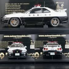 RARE* Autoart 118 Nissan Skyline GT-R R34 Japanese Police Car Black   White | eBay