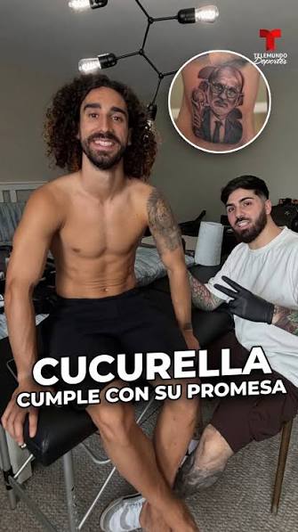 "¡PROMESA CUMPLIDA!" 🇪🇸🤩, Marc Cucurella cumple su promesa tras ganar la Copa del Mundo 🇪🇸🏆 y se tatúa la cara de Luis de la Fuente. 🤯, ¿Tú habrías cumplido una promesa así? 🤔, 📹 IG / Marc Cucurella, ...