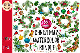 Download Christmas Watercolor Bundle Graphic By Tasipas Creative Fabrica SVG Cut Files