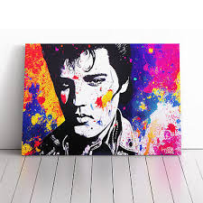 Paint Splashed Elvis Presley Vol.2 Abstract Canvas Wall Art Print Framed  Picture