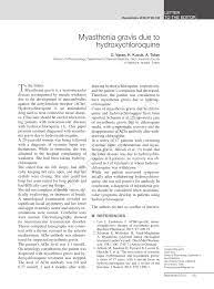 Myasthenia gravis accompanied by premature ovarian failure and aggravation by estrogen. Pdf Myasthenia Gravis Due To Hydroxychloroquine