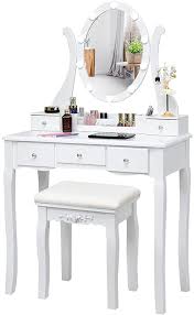 Charmaid Vanity Table Set With Lighted Mirror Makeup Dressing Table With 10 Led Lights Touch Switch 5 Dr In 2020 Vanity Table Set Makeup Dressing Table Vanity Table