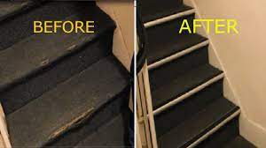Exterior bottom wood stair stringer. How To Repair Damaged Carpet On Stairs Nosing Strip Youtube