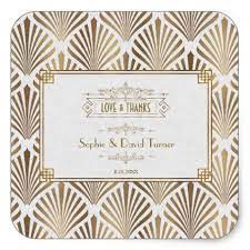art deco white gatsby 1920s wedding square sticker zazzle com wedding stickers 1920s wedding art deco