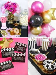 Movie Night Party Ideas In Pink Gold And Black Easy Glam And Girly Ideas For Hosting A Ci Movie Night Birthday Party Movie Birthday Party Movie Night Party