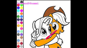 On the bottom left is the color palette. My Little Pony Games My Little Pony Coloring Games Rarity And Applejack Youtube