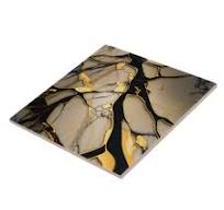Gold Marble Ceramic Tile Black Crystalline Veins