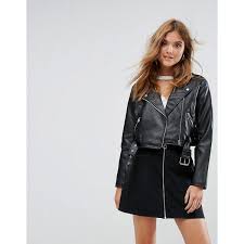 Pull Bear Leather Look Biker Jacket 47 Liked On Polyvore Featuring Outerwear Latest Fashion Clothes Cropped Faux Leather Jacket Vegan Leather Moto Jacket