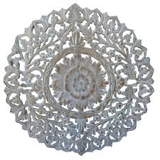 Oriental Round Carved Wood Wall Decor Decorative Floral Wall Plaques Teak Wood Wall Hangings Lotus Wood Carved Wall Art Color Options Available 24 Carved Wood Wall Decor Carved Wall Art Wood
