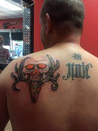Republica dominicana, santo domingo, 10306, dominican republic. My Hubby Chris New Tattoo Bone Collector Looks Great Body Art Tattoos New Tattoos Cool Tattoos