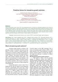 Pdf Predictive Factors For Intrauterine Growth Restriction