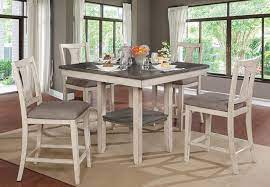 Giantex 3 piece dining table set, counter height pub table & chairs set, 3 tier storage shelves, kitchen table set, industrial bar table with 2 pub stools upholstered, 47 x 23.5 x 36 inch 4.9 out of 5 stars 22 Cm3752 Pt 5pk 5 Pc Ann Ii Antique White Gray Finish Wood Counter Height Dining Table Set