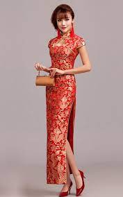 By eelkat wendy c allen. Gold Dragon Red Brocade Long Mandarin Collar Chinese Bridal Dress Dresses Chinese Bridal Dress Wedding Dress Material