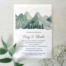 Eco Friendly Plantable Custom Printed Seed Paper Wedding Invitations Mountain Wedding Invitations Pink Watercolor Wedding Invitations Wedding Invitations