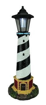 Guiding Light Black And White Solar Led Outdoor Lighthouse Statue Walmart Com Walmart Com