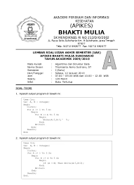 Maybe you would like to learn more about one of these? Soal Ujian Uas 01 Algoritma Dan Struktur Data