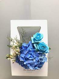 Blue Hydrangea And Rose Flower Box